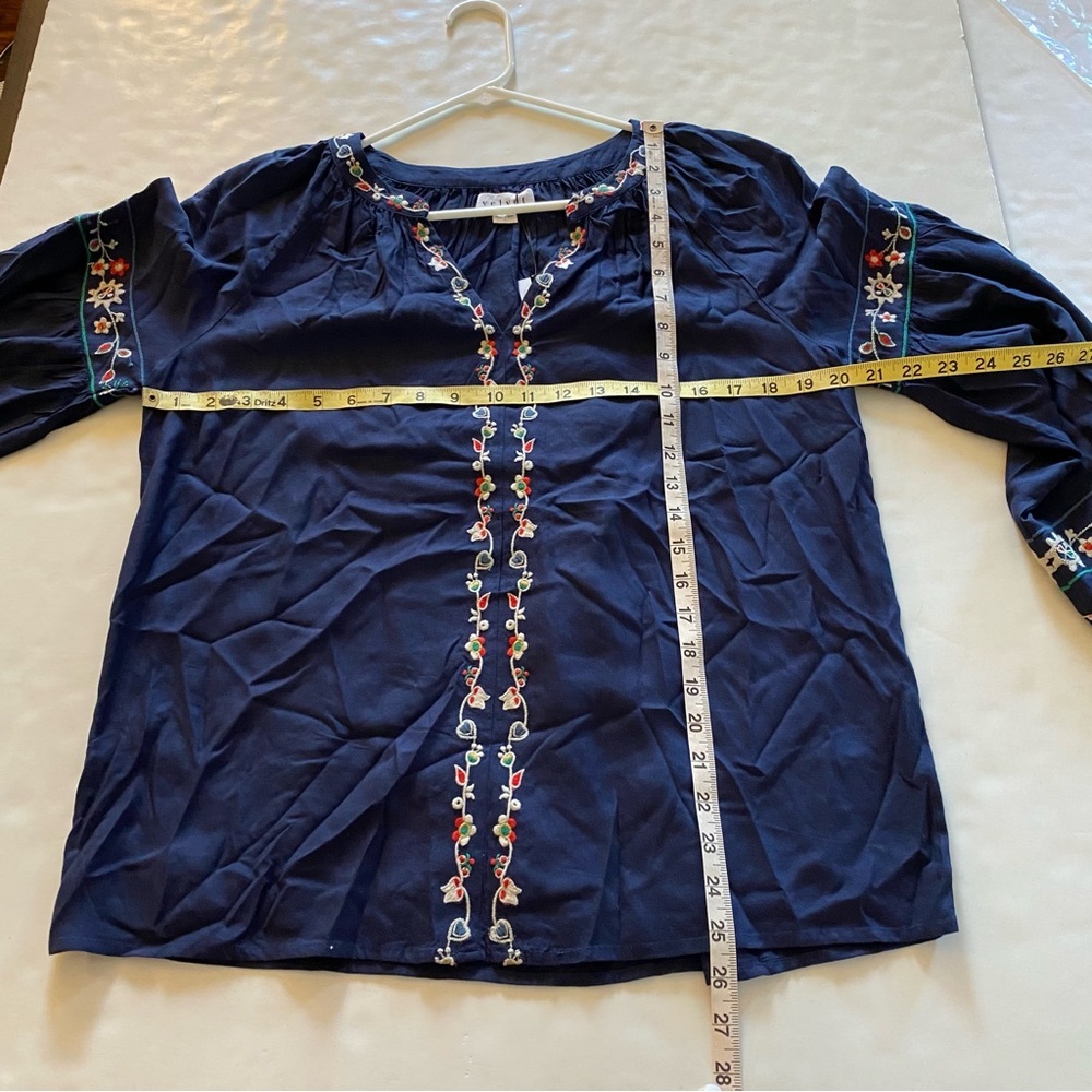 Velvet by Graham & Spencer Navy Embroidered Blouse - Picture 6 of 7